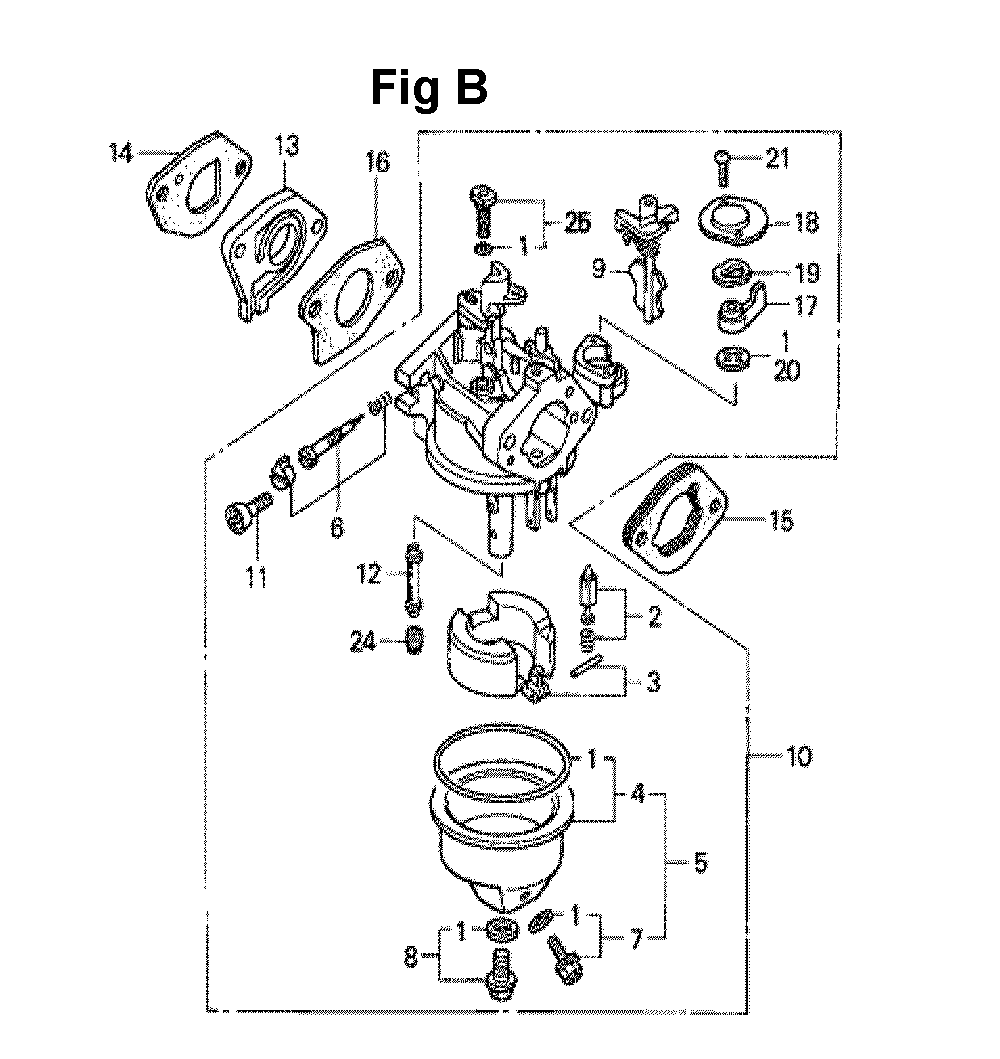 Fig-3 Diagram and Parts List for GXV140 Type N2Y Honda Engine