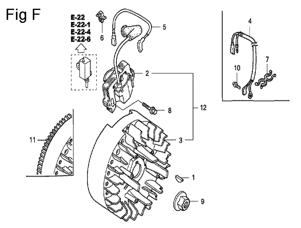 Fig-6 Diagram and Parts List for GC190A Type VXU Honda Engine