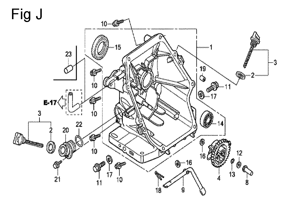 Fig-10 Diagram and Parts List for GC135 Type SHE2 Honda Engine