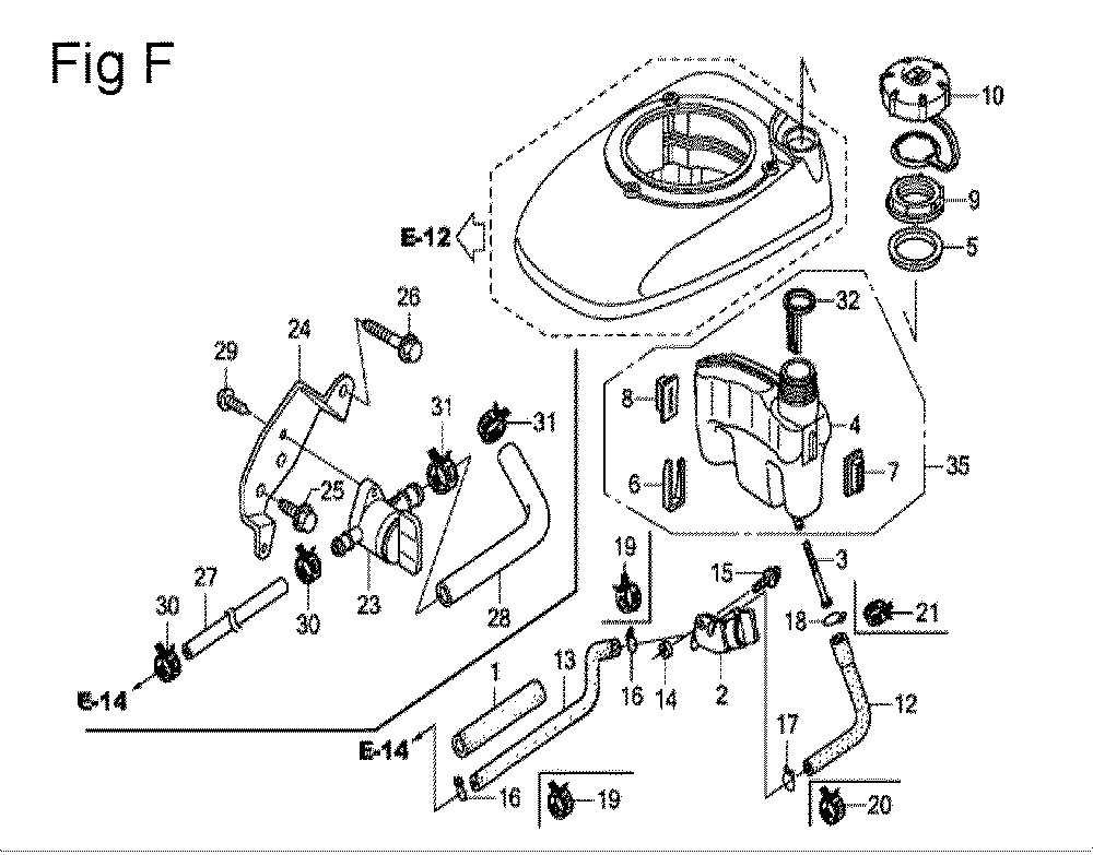 Fig-6 Diagram and Parts List for GSV190LA Type GBH Honda Engine