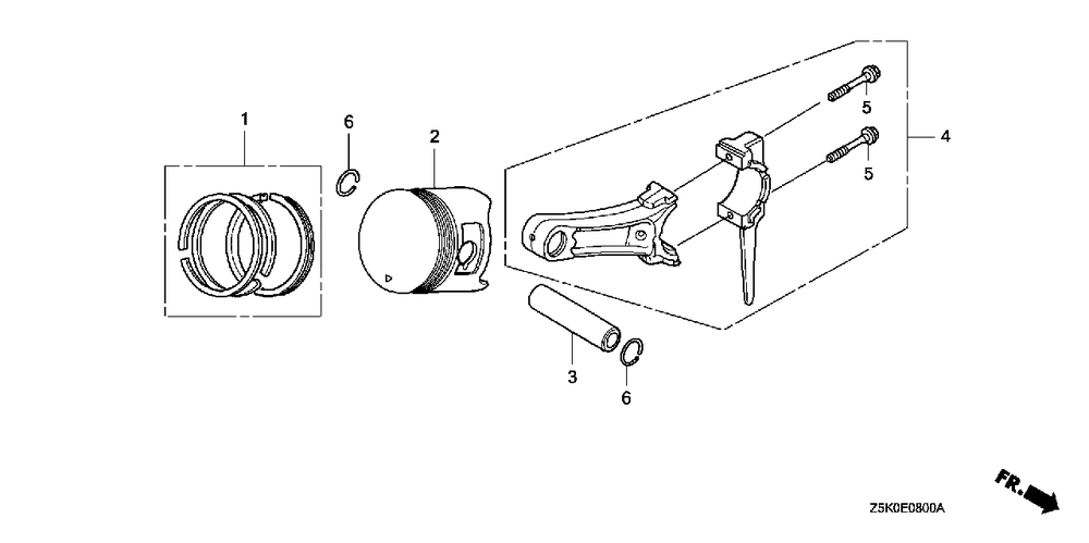 Piston Diagram and Parts List for GX270UT2 (Type  PAE2/A)(GCBGT-2000001 - 2258490) Honda Engine