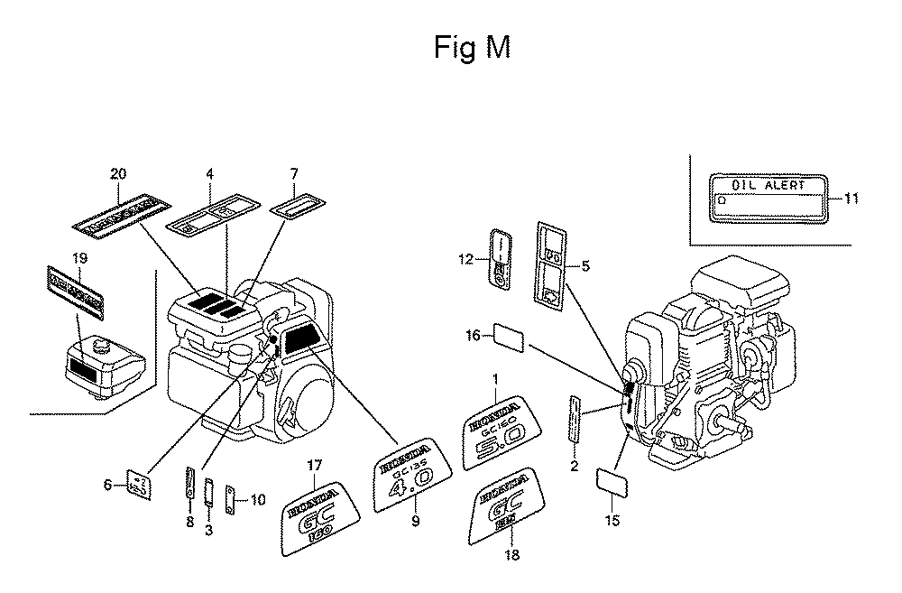 Fig-13 Diagram and Parts List for GC160 Type PHA Honda Engine