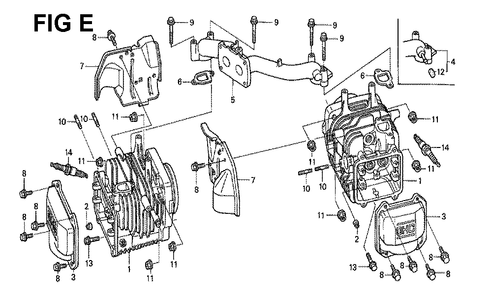 Fig-14 Diagram and Parts List for GXV530 Type DXA2A Honda Engine