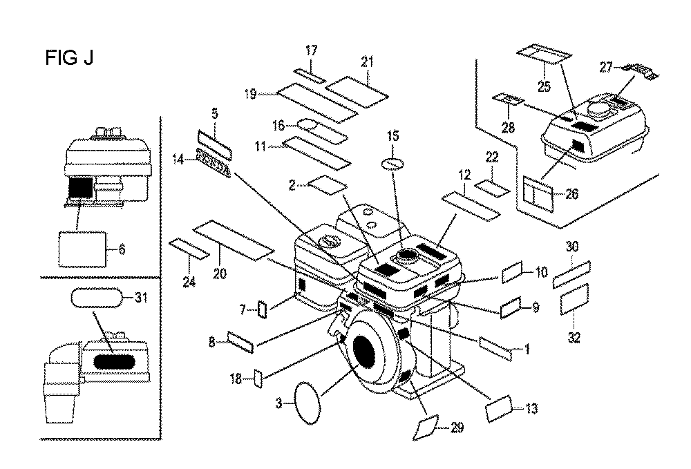 Fig-10 Diagram and Parts List for GX120T1 Type QDBR Honda Engine
