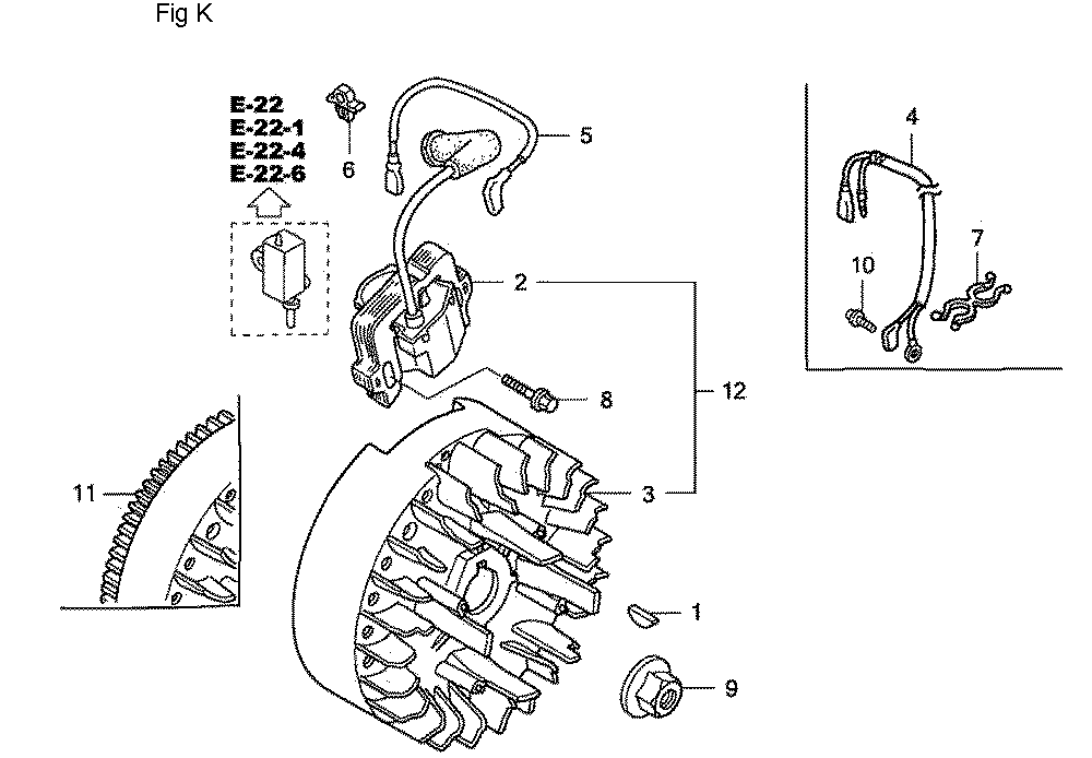 Fig-11 Diagram and Parts List for GC190A Type QEAF Honda Engine