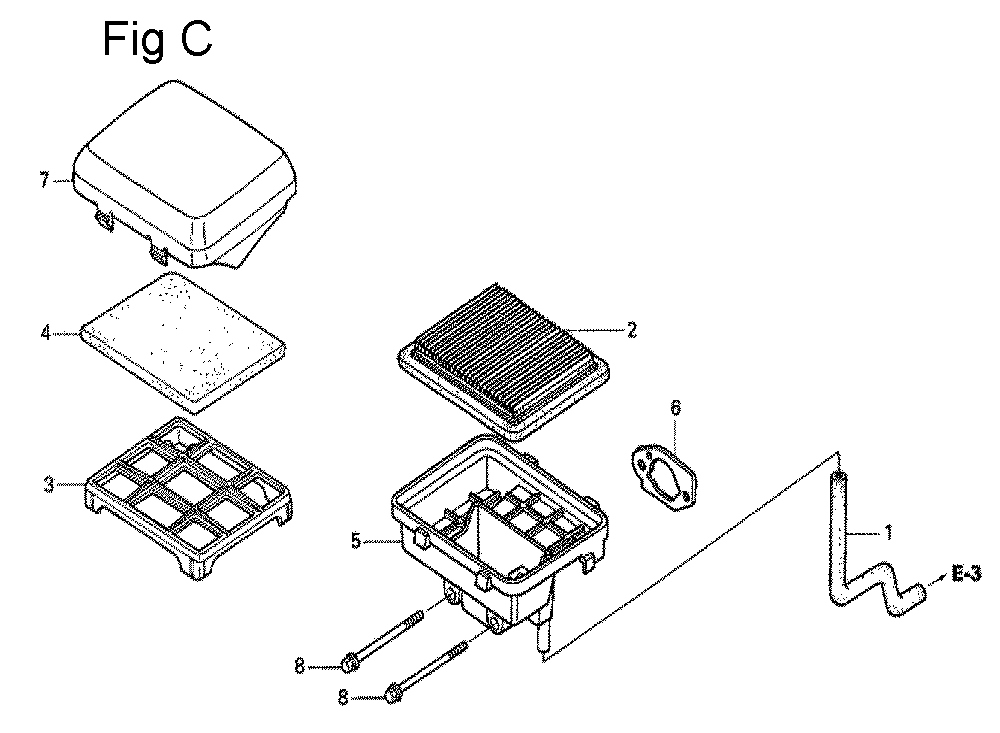 Fig-3 Diagram and Parts List for GS190A Type QBA2 Honda Engine