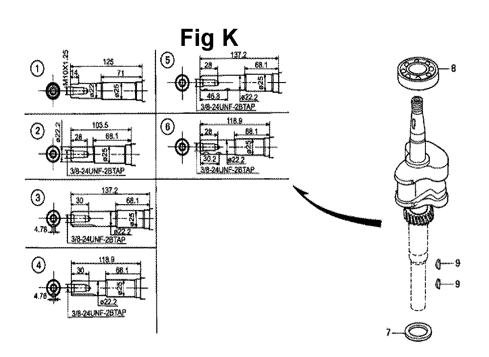Fig-11 Diagram and Parts List for GXV140 Type N1EA Honda Engine