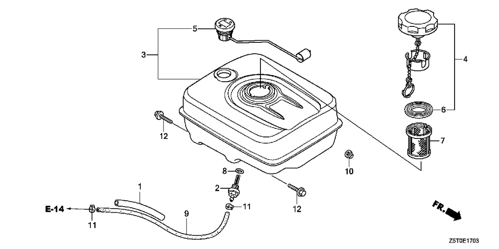 Fuel Tank (3) Diagram and Parts List for GX390UT2 (Type  VM2/A)(GCBCT-3000001 - 9999999) Honda Engine