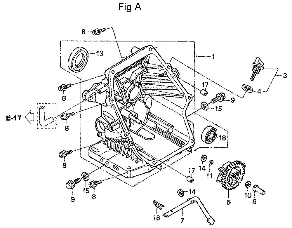Fig-1 Diagram and Parts List for GC190A Type QEA Honda Engine