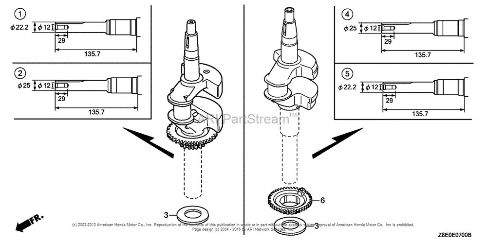 Crankshaft Diagram and Parts List for GSV190LA (typeS3T)(GJACA-1035731) Honda Engine