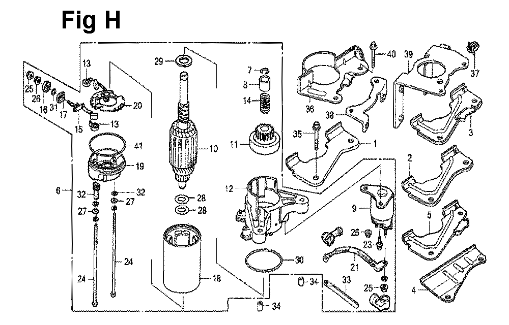 Fig-6 Diagram and Parts List for GXV270 Type DN Honda Engine