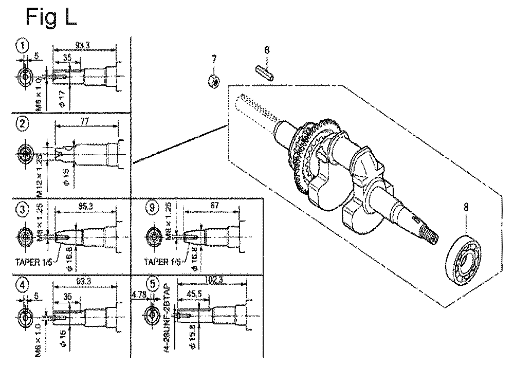 Fig-12 Diagram and Parts List for GX100U Type QAD Honda Engine