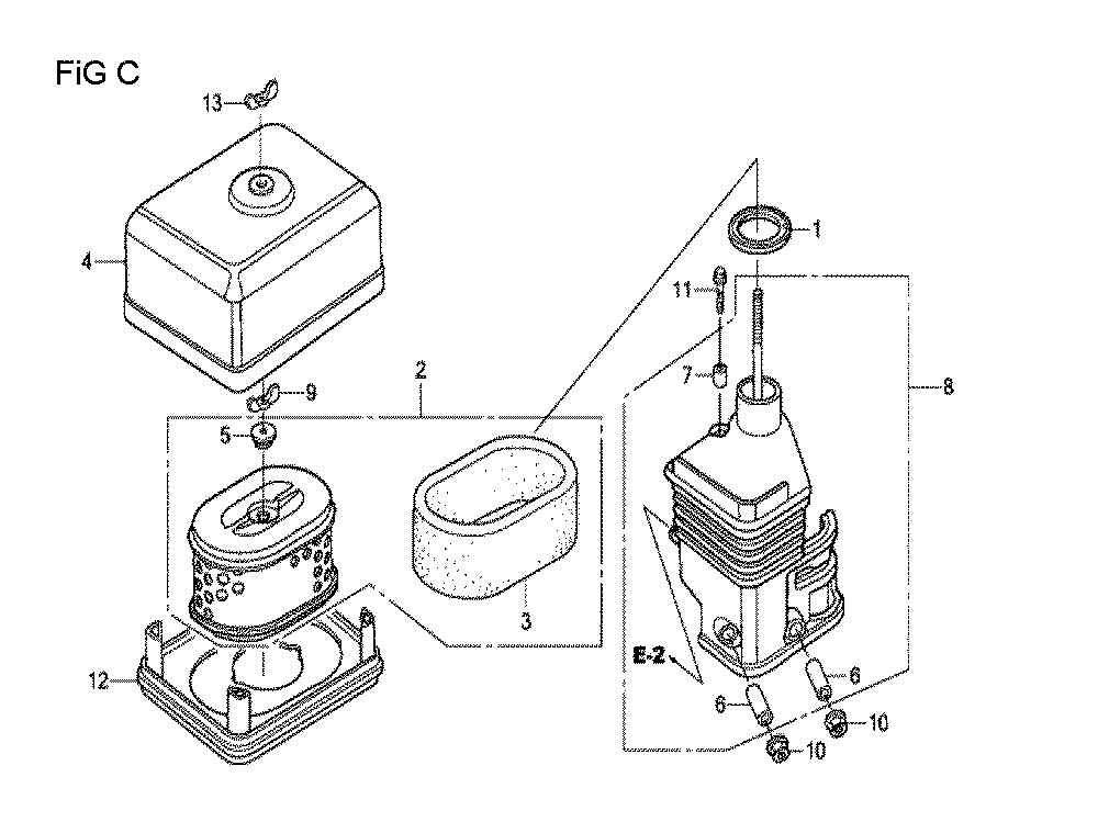 Fig-3 Diagram and Parts List for GX120T1 Type VXBR Honda Engine