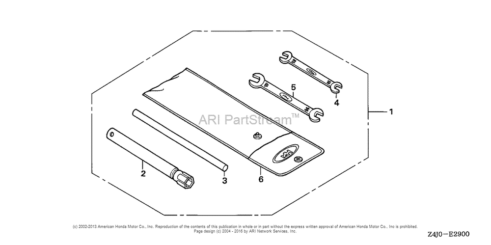 Tool Diagram and Parts List for GX160U1 (typeWKD6)(GCACK-1000001) Honda Engine