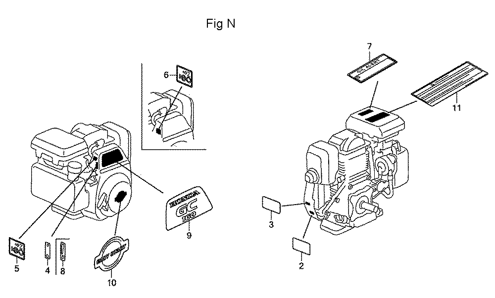 Fig-14 Diagram and Parts List for GC160LA Type DHAF Honda Engine