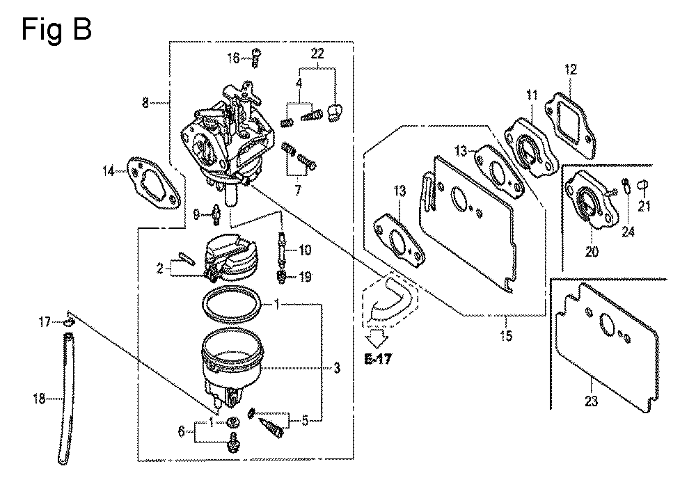 Fig-2 Diagram and Parts List for GC135 Type VXA Honda Engine