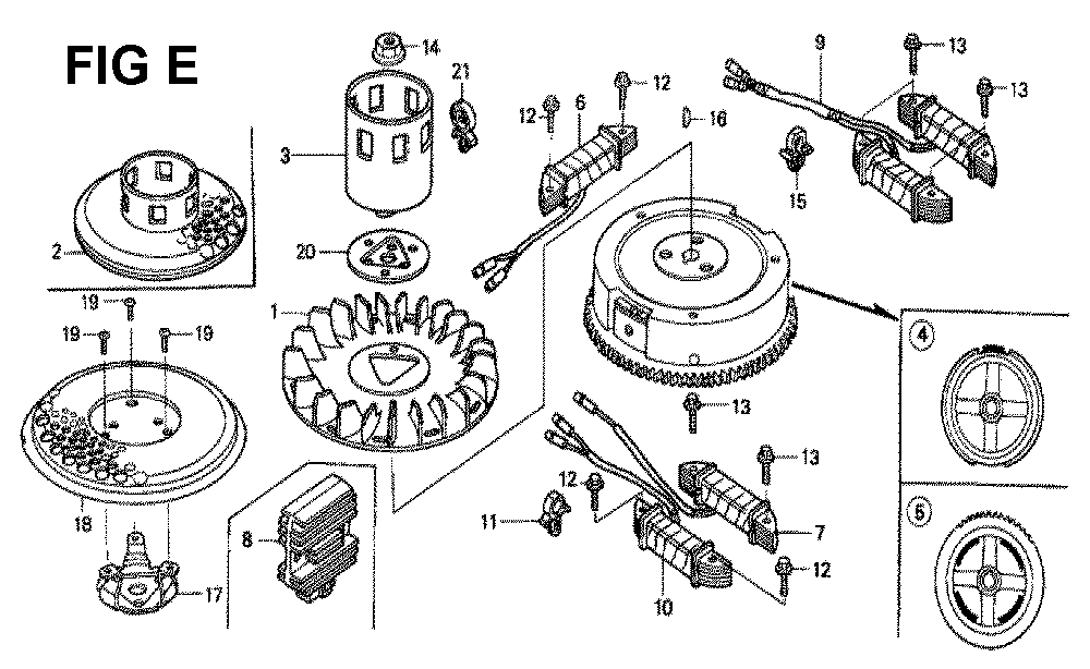 Fig-5 Diagram and Parts List for GXV340K2 Type DP23 Honda Engine