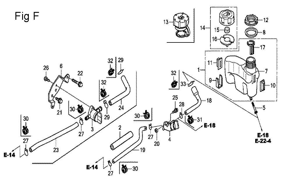Fig-6 Diagram and Parts List for GCV160LA0 Type E1A2 Honda Engine