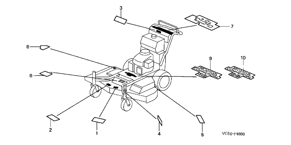 Labels (Frame) Diagram and Parts List for CD7136A (Type  36)(RZDZ-3000001 - 9999999) Honda Lawn Tractor Accessories