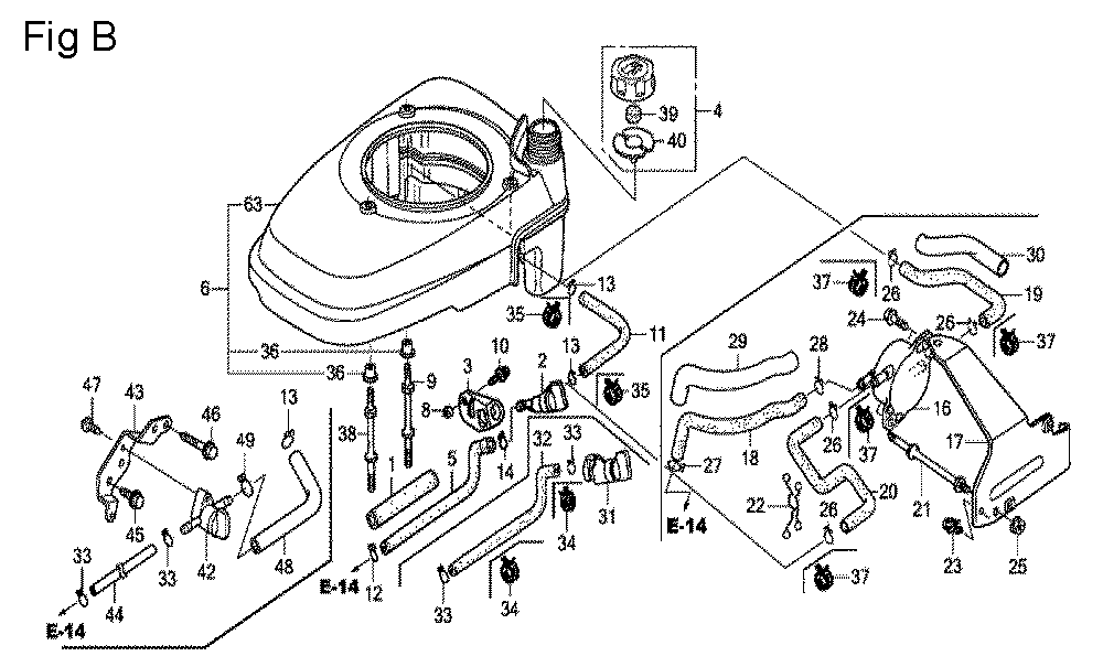 Fig-2 Diagram and Parts List for GCV160A Type EHHB Honda Engine
