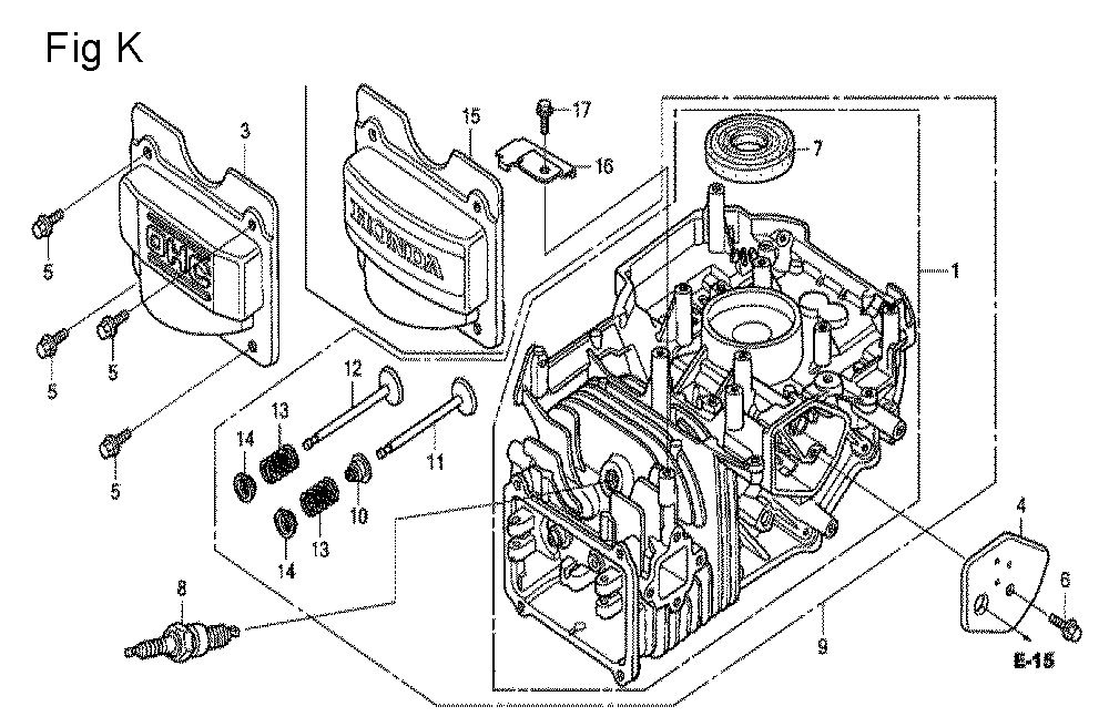 Fig-11 Diagram and Parts List for GCV160A Type E1A4 Honda Engine
