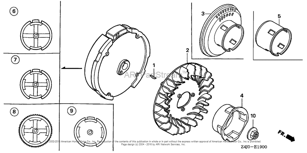 Flywheel Diagram and Parts List for GX160U1 (typeWDA6)(GCACK-1000001) Honda Engine
