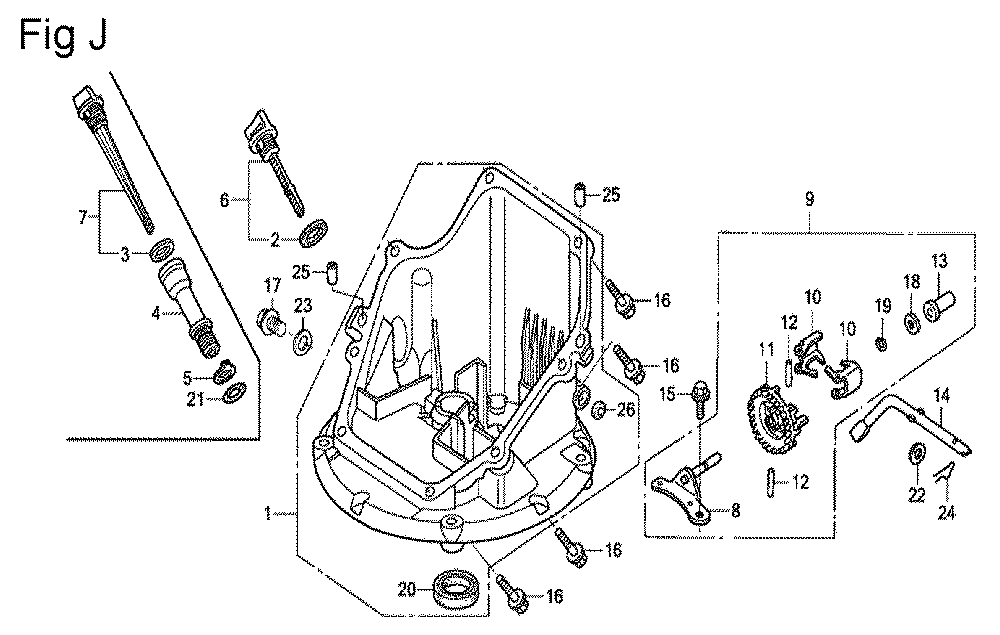 Fig-10 Diagram and Parts List for GSV190A Type A3G7 Honda Engine