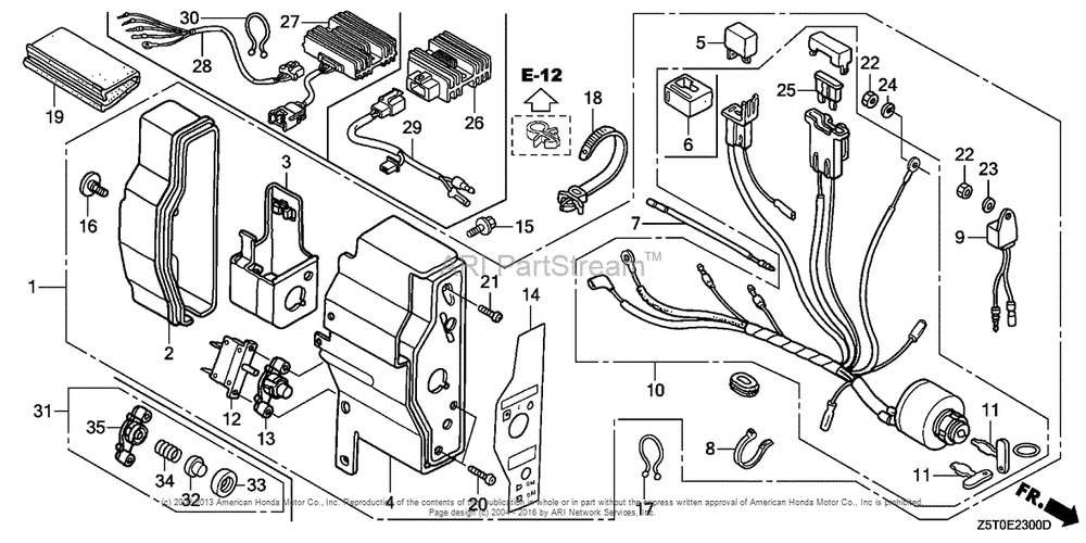 Control Box (1) Diagram and Parts List for GX390UT2 (typePAE2)(GCBCT-1000001) Honda Engine