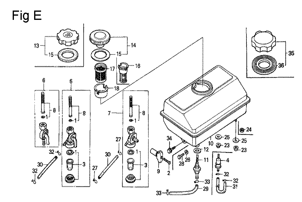 Fig-5 Diagram and Parts List for G100K2 Type SJA Honda Engine