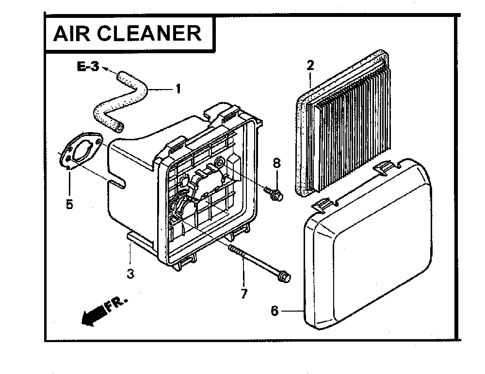 Air cleaner Diagram and Parts List for GCV160-LA0S3-ED  Honda Engine