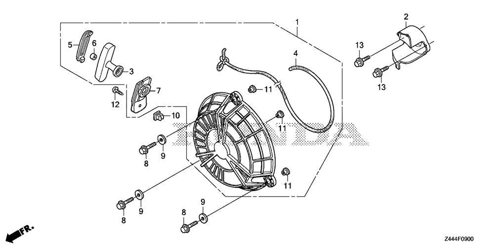Recoil Starter Diagram and Parts List for EU2200IT (Type  AG)(EAMT-1000001 - 9999999) Honda Generator
