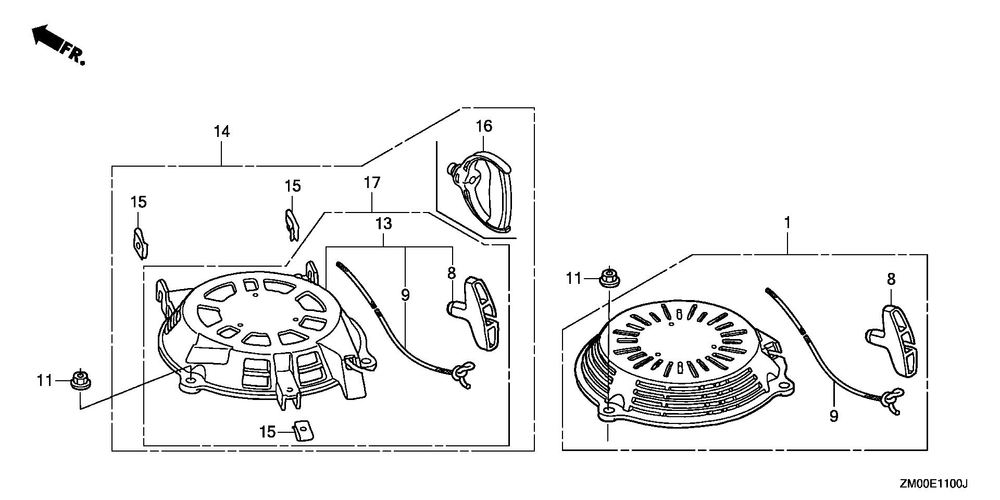 Recoil Starter Diagram and Parts List for GCV160LA1 (Type N5AF/A)(GJATA-2000001-9999999) Honda Engine