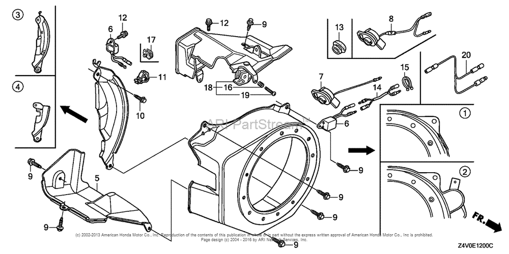 Fan Cover Diagram and Parts List for GX200UT2 (typePXU)(GCBTT-1000001) Honda Engine