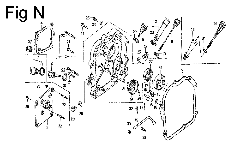 Fig-14 Diagram and Parts List for G100 Type MR Honda Engine
