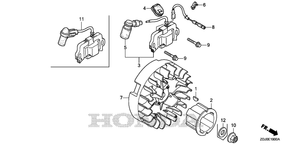 Flywheel - Ignition Coil (1) Diagram and Parts List for GXR120UT (Type QXBR)(GCCDT-2000001-9999999) Honda Engine
