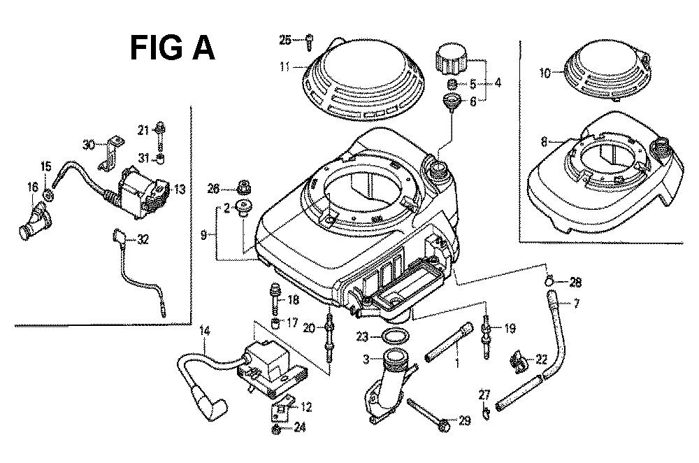 Fig-7 Diagram and Parts List for GXV120 Type A21 Honda Engine