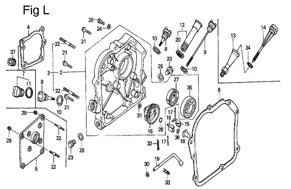 Fig-12 Diagram and Parts List for G100K2 Type SJA Honda Engine