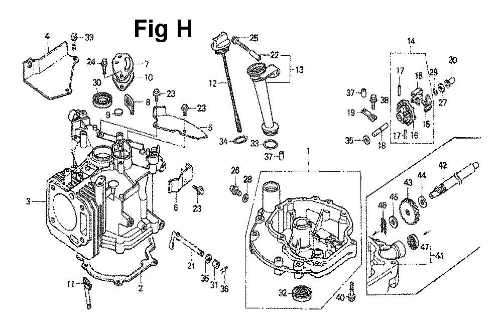 Fig-5 Diagram and Parts List for GXV140 Type MAD Honda Engine