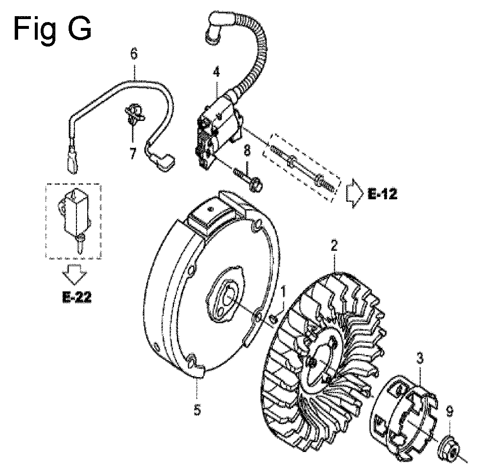 Fig-7 Diagram and Parts List for GC190LA Type QHC Honda Engine