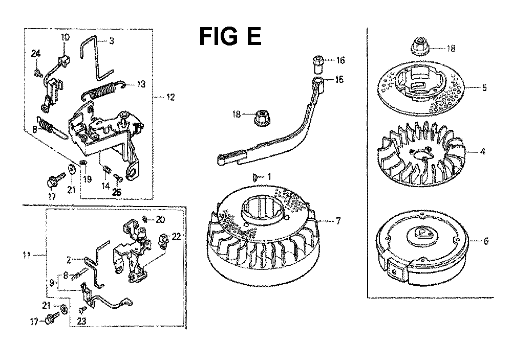 Fig-3 Diagram and Parts List for GXV120 Type A21 Honda Engine