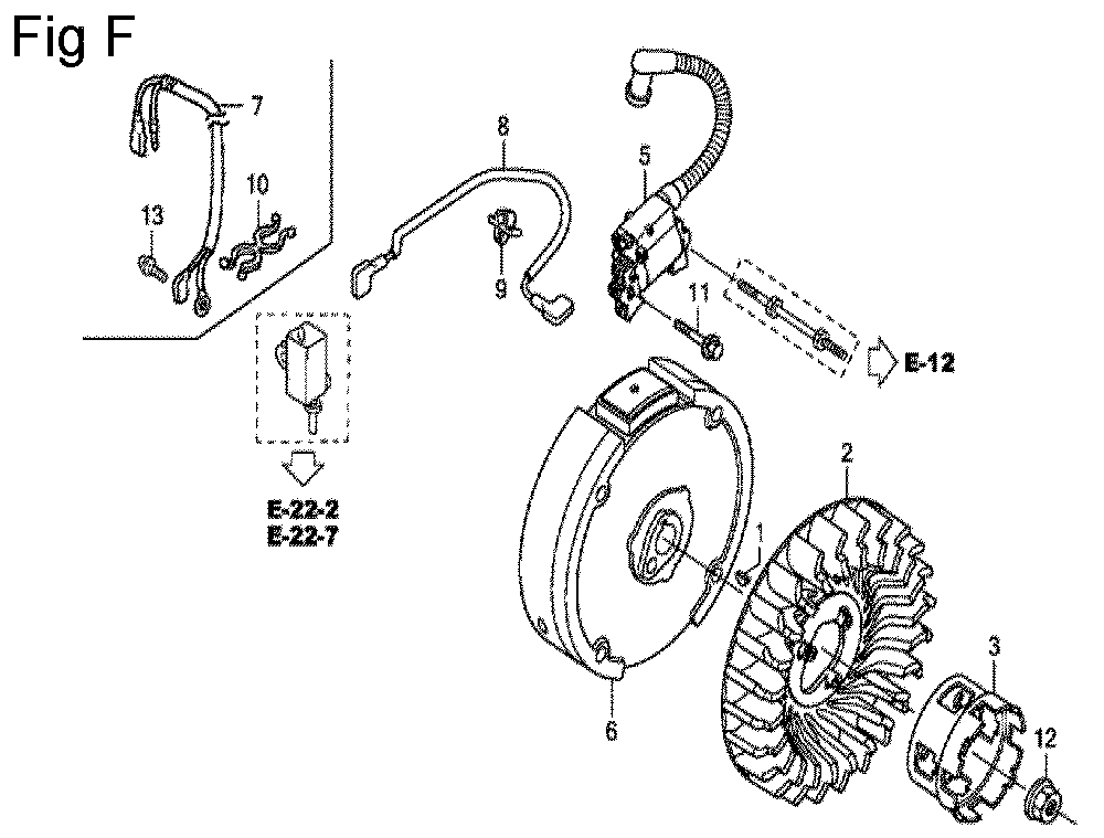 Fig-6 Diagram and Parts List for GC160A Type VXE9 Honda Engine