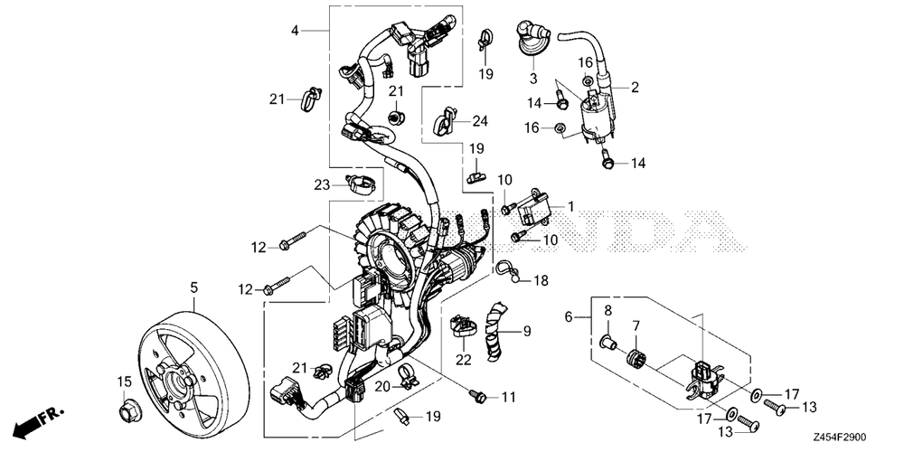 Rotor-Stator Diagram and Parts List for EU3200I (Type  AC)(EBKJ-1000001 - 9999999) Honda Generator