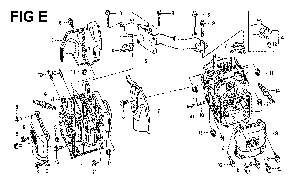 Fig-1 Diagram and Parts List for GXV530 Type UXE3A Honda Engine