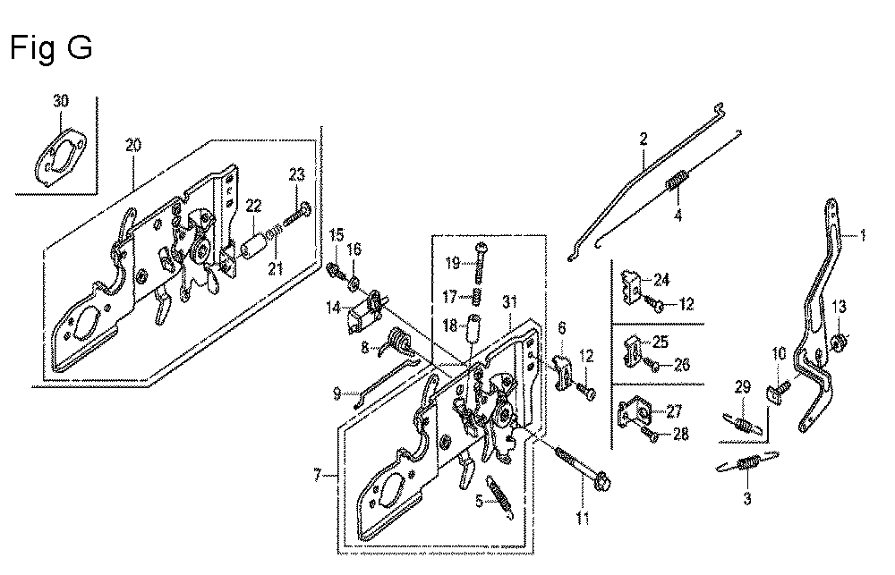 Fig-7 Diagram and Parts List for GCV160A Type N7A1 Honda Engine