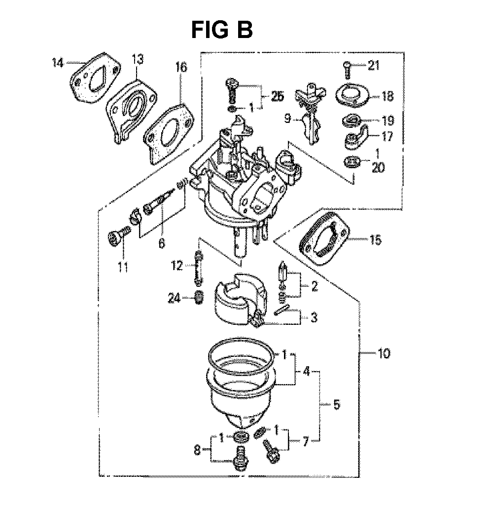 Fig-7 Diagram and Parts List for GXV140 Type MAK Honda Engine