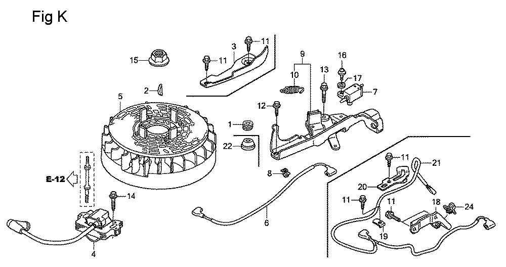 Fig-11 Diagram and Parts List for GSV190LA Type A3T Honda Engine