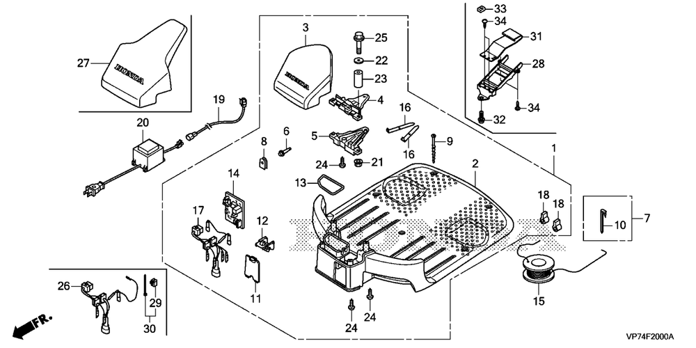Station Diagram and Parts List for HRM310K1 (Type  EAA)(MBEF-2004274 - 9999999) Honda Lawn Mower