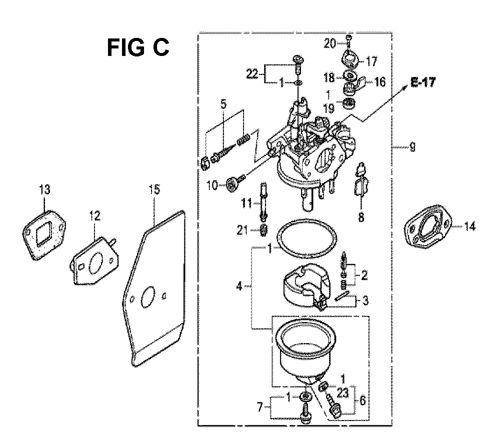 Fig-9 Diagram and Parts List for GXV160H2 Type SFE Honda Engine