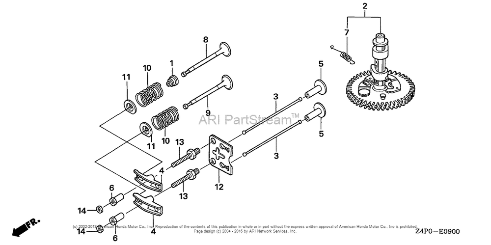 Camshaft Diagram and Parts List for GXV160UH2 (typeN1AB)(GJABH-1000001) Honda Engine