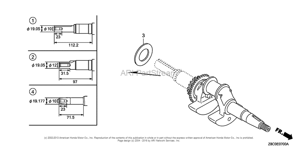 Crankshaft (1) Diagram and Parts List for GC190LA (typeMHA2)(GCAAA-1496157) Honda Engine